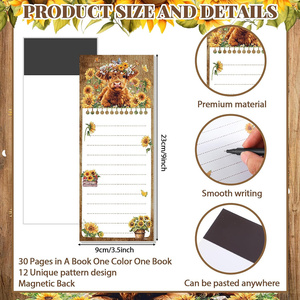 Creative Highland Bull Paper Self-adhesive Magnetic Memo Book Custom Colors Retro Refrigerator Sticker Plan Suction Book - Product Image 2