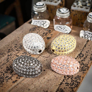 CZ7357 도매 큐빅 지르코니아 타원형 모양 스페이서 비즈, CZ 크리스탈 매력 비즈. - Product Image 3