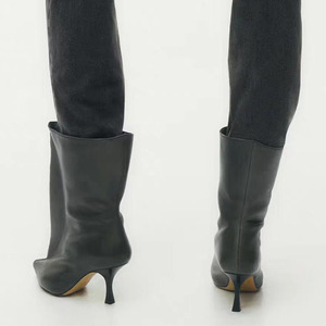 Wide Top Ankle Booties Sexy Women's on Pointed Toe Short <b>Boots</b> High Heels Solid Shoes - Product Image 4