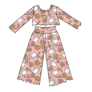 Boutique Kids Girls Clothing Set Custom <strong>Christmas</strong> Santa Print <strong>Baby</strong> Long Sleeve Lettuce Shirts and Wide Leg Pants <strong>Outfits</strong> - Product Image 6