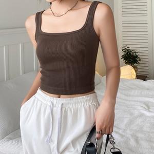 Fil sans couture doux délicat gilet Camiseta Sin Mangas une pièce coupe fixe Croptop beauté dos fronde soutien-gorge bustier tubulaire avec coussinet de soutien-gorge - Product Image 5