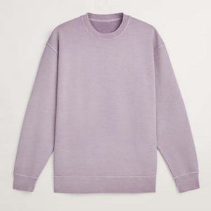 Sudadera de Cuello Redondo para Hombre, Estilo Minimalista, Corte Regular, Color Violeta Sólido, 100% Algodón, Felpa Francesa, Forrada, para Invierno - Product Image 4