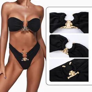 Fashion Black Custom Bikini Swimwear Beachwear 2023 Luxury Set Swimwear With Logo