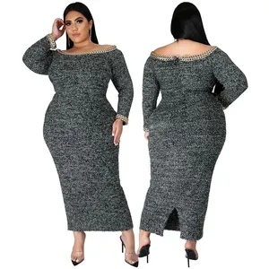Sexy negro vestidos de las mujeres más tamaño para Mujer plus tamaño maxi vestidos vestido mujer grande