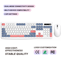 Ensemble clavier et souris sans fil double mode, 105 touches, touches ergonomiques séparées, double barre d'espace, commutation multi-appareils, pour bureau et domicile, vente en gros