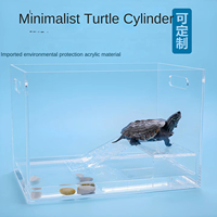 Aquarium sur mesure en acrylique poli haute transparence, style moderne, pour tortues, usage domestique ou de bureau, avec table de bain de soleil intégrée