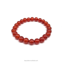 Bracelets en cristal naturel rouge cornaline foncé de 8 mm, polis, en gros, bracelet en agate rouge en cristal pour femme, cadeau
