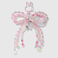 Nouveau luxe inspiré lumière luxe frais haute beauté Imitation cristal perle arc étoile Fine mousseux chat griffe bricolage porte-clés métal