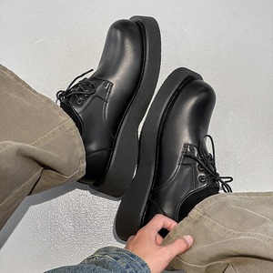 Zapatos de plataforma negros para hombre, estilo nicho 2025, zapatos de cuero casuales para aumentar la altura, para uso diario - Product Image 3