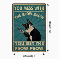Pancarte en métal vintage personnalisable, motif chat noir amusant et mignon, idéale comme cadeau ou décoration pour salle de bain, cuisine ou bureau