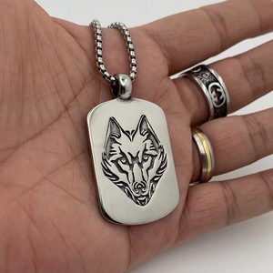 Viking Wolf Pendant <b>Titanium</b> Steel Unisex Animal Themed Necklace Everyday Wear 2160142 - Product Image 3