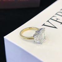 Bague de fiançailles et de mariage de luxe pour femme ICEWALD en or massif 18 carats PT950 avec diamant de laboratoire certifié IGI taille émeraude 5 carats