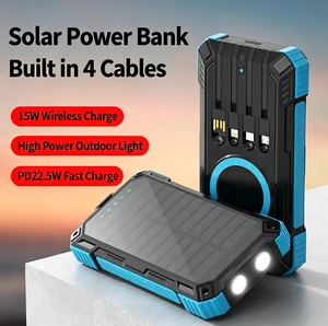 Batterie externe <span class=keywords><strong>solaire</strong></span> 20000mAh 22.5W avec charge rapide PD, câbles intégrés, double lumière, <span class=keywords><strong>chargeur</strong></span> <span class=keywords><strong>portable</strong></span> en plastique pour extérieur - Product Image 4