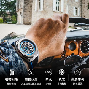 นาฬิกาข้อมืออัตโนมัติ Bonest Gatti รุ่น KING SPEED ซีรีส์หรูหรา โครงสร้างเปลือย กันน้ำ IP68 กระจกแซฟไฟร์ รุ่น BG9601 - Product Image 5