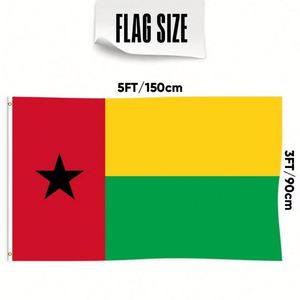 Bandera de Guinea Bissau de 3x5 pies, poliéster, con dos ojales de latón, una sola capa, para colgar en la pared, decoración interior y exterior - Product Image 2