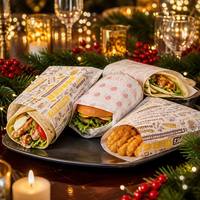 Emballage personnalisé biodégradable et écologique, résistant à la graisse, pour sandwichs, burgers, burritos, avec logos, plateau à pain