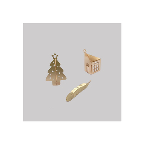 จี้รูป<span class=keywords><strong>ต้น</strong></span>คริสต์มาสประดับขนนก ชุบทอง 14k ของแท้ เครื่องประดับชั้นดี - Product Image 1