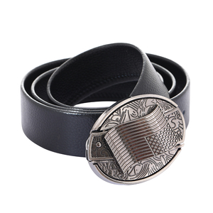 Ceinture en cuir PU noir pour femme, style western, avec boucle grande en alliage gaufré motif tournesol, pour tenue décontractée quotidienne - Product Image 3