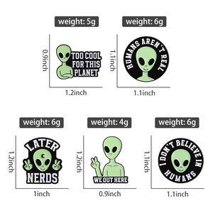 No creo en los humanos Esmalte Pin <span class=keywords><strong>ET</strong></span> Aliens Citas Demasiado fresco para este planeta Broches Solapa Insignia Joyería Regalos para amigos - Product Image 6