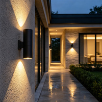 Applique murale extérieure moderne en aluminium noir, étanche, avec abat-jour en verre, pour porche, patio, jardin, villa, applique murale LED