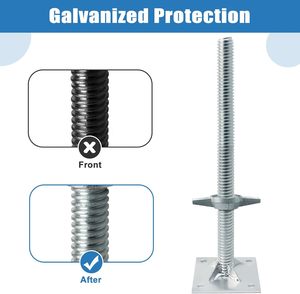 Reinforced Adjustable Leveling <strong>Jacks</strong> 18.25" Solid Baker Style Base Plate 4 Pack Galvanized Silver Screw <strong>Jacks</strong> <strong>Ladder</strong> Parts - Product Image 5