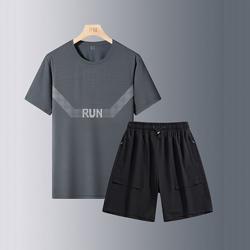 Gris foncé[T-shirt] + Noir [court]