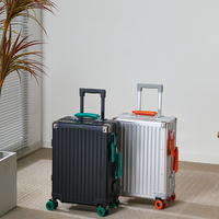 Valise de voyage rigide en alliage d'aluminium de 20 à 28 pouces, roues silencieuses pivotantes, serrure TSA, bagage à main, logo personnalisé