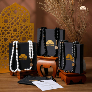 Perles de prière ethniques en pierre naturelle Blustin, 99 perles, onyx noir de haute qualité avec aimant minéral et élégante boîte cadeau - Product Image 5