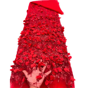 Vải Ren Cô Dâu Voan Thụy Sĩ Pháp Châu Phi Bán Chạy Vải Voan Hoa Kim Sa 3D Vải Ren Lấp Lánh Cho Váy Cưới - Product Image 1