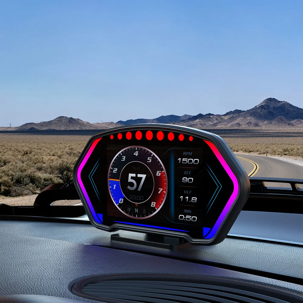 Màn hình LCD lớn 6 inch đa chức năng đồng hồ tốc độ Tự động đo HUD P3 GPS đầu lên hiển thị xe OBD2 máy quét
