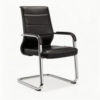 Chaise de conférence moderne YZ en PU noir, fauteuil de bureau exécutif, base cantilever tubulaire chromée, structure métallique pour salle de réunion