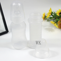 Vente en gros 100ml/150ml Tétine de biberon de bébé en plastique sans BPA Tétine jetable pour nouveau-nés Matériau PP Bouchon à vis Biberon