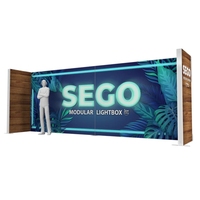 Boîte à lumière rectangulaire personnalisée en aluminium de 10, 15 et 20 pieds, panneau d'affichage rétroéclairé, toile de fond de stand d'exposition, LED étanche
