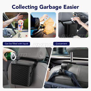 PU Leather <b>Car</b> Trash Can Waterproof Trash Bin Multifunction <b>Car</b> Bin Seat Back Garbage Auto Organizer With 4 <b>Hook</b> <b>Car</b> Accessories - Product Image 3