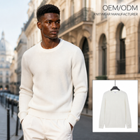 Pull tricoté à col rond pour homme, vente en gros directe usine, 7GG, uni, coupe ajustée, extensible, respirant, chaud, manches longues, décontracté, couche de base