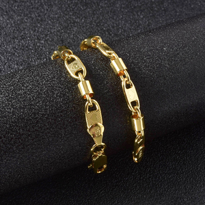 Chaîne en cuivre géométrique unisexe massif, élégante, texturée, lisse, premium, intemporelle, plaquée or 18 carats, vente en gros - Product Image 4