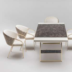 Silla de Comedor Tuna de Lujo, Estilo Europeo Moderno, Tapizada, con Patas de Metal, Muebles para el Hogar - Product Image 2