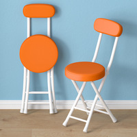 Chaise de Salle à Manger Pliante pour la Maison, Petit Tabouret Rond en Métal avec Dossier, Chaise Simple et Portable