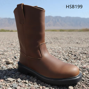 Stivali di Sicurezza HY per Operazioni Minerarie, Resistenti all'Olio, con Punta in Acciaio, Popolari negli USA, in Pelle Crazy Horse, Stivali da Lavoro PPE HSB199 - Product Image 1