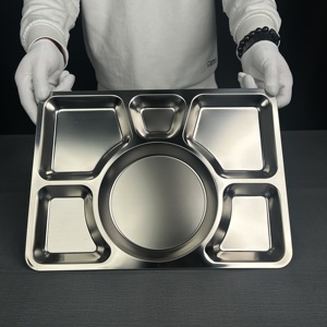 食品プレート多セクションコンパートメント付き毎日使用する耐久性ステンレス鋼 - Product Image 4