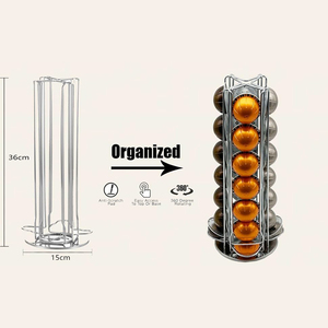 Support de <span class=keywords><strong>rangement</strong></span> rotatif à 360 degrés en métal pour capsules de café <span class=keywords><strong>Nespresso</strong></span> <span class=keywords><strong>Vertuo</strong></span>, pour 28 pièces, idéal pour la maison, la cuisine ou l'hôtel - Product Image 4