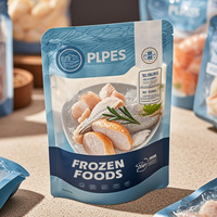 Imprimé sur mesure en gros feuille stratifiée en plastique de qualité alimentaire poulet poisson debout pochette d'emballage d'aliments congelés avec fermeture éclair