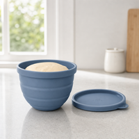 Bol de cuisson pliable en silicone avec couvercle, réutilisable pour la levée de la pâte et la préparation culinaire