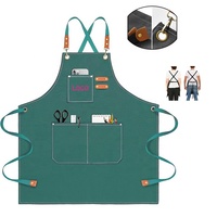 Tablier de cuisine en toile de haute qualité avec logo personnalisé pour restaurant, café, bar, nettoyage, salon, vert, à bretelles croisées