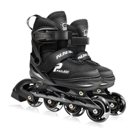 Patins à roulettes en ligne réglables pour enfants, rouges et noirs, avec roulements ABEC-7, 4 roues en caoutchouc LED, respirants, pour l'extérieur et la rue