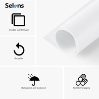 Selens 120x240cm 47x94.5 Inch Latar Belakang PVC Hitam Putih Tahan Air Warna Solid Vinyl untuk Fotografi Studio Foto Prop