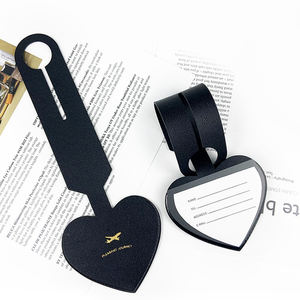 Personalized Long Heart Shaped Gold Stamping Foil Logo Leather Luggage Tag Promotional Activities Product Gift Items Baggage Tag - Product Image 4