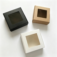Boîte cadeau rigide de petite taille en papier kraft biodégradable brillant avec fenêtre transparente en PET pour bougies et savons en barre