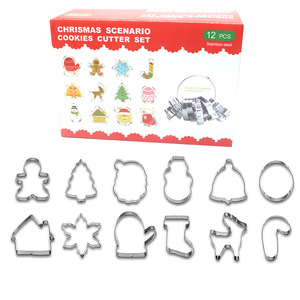 Bộ 12 khuôn cắt bánh hình hoạt hình 3D Giáng sinh bằng thép không gỉ thân thiện với môi trường, an toàn với máy rửa chén, bền chắc - Product Image 2