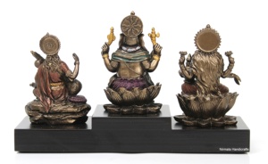 Estatua de resina de bronce Laxmi Ganesha y Saraswati (LGS), diosa hindú de Welth, prosperidad y sabiduría, dios hindú, Idol - Product Image 3